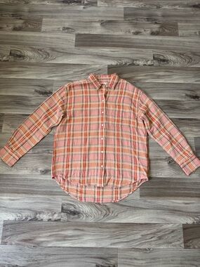 Faherty Women's Small Dune Cotton Gauze Relaxed Button Down Shirt Size Small